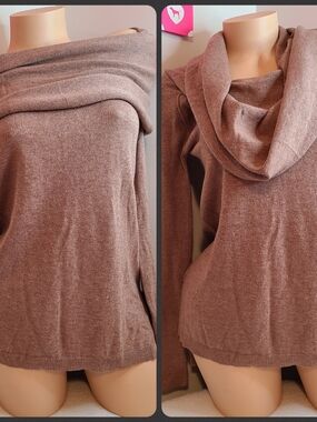 Shrinking Violet Cozy Knit 2-way Cowl Neck Or Off Shoulder Sweater Size Sm